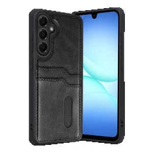 CPT05 Samsung Galaxy A17 5G Sara Kartvizitli Deri Kılıf - Siyah