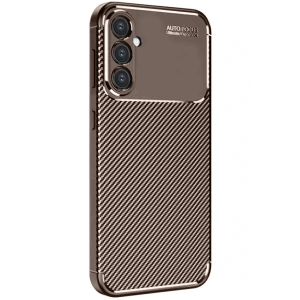 CPT05 Samsung Galaxy S24 FE Kılıf Auto Focus Karbon Kapak - Kahverengi