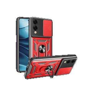 CPT05 Samsung Galaxy S25 Edge Pars Lens Yüzüklü Silikon - Kırmızı