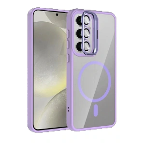CPT05 Samsung Galaxy S25 FE Remim Lensli Magsafe Standlı Kapak - Lila
