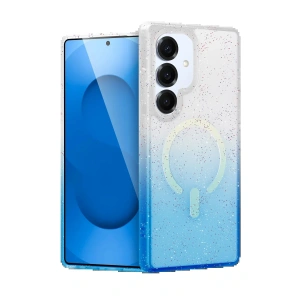 CPT05 Samsung Galaxy S25 Pummel Shiny Magsafe Kapak - Mavi