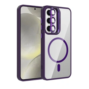 CPT05 Samsung Galaxy S25 Remim Lensli Magsafe Standlı Kapak - Derin Mor