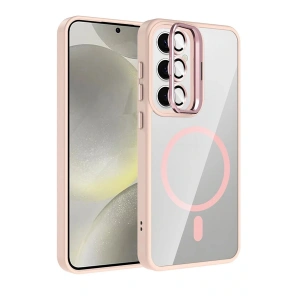 CPT05 Samsung Galaxy S25 Remim Lensli Magsafe Standlı Kapak - Pembe