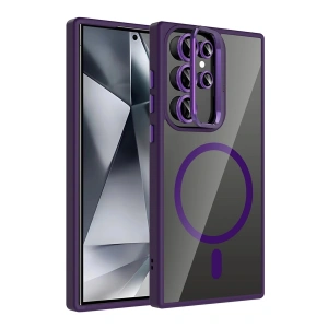 CPT05 Samsung Galaxy S25 Ultra Remim Lensli Magsafe Standlı Kapak - Derin Mor