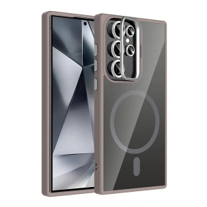 CPT05 Samsung Galaxy S25 Ultra Remim Lensli Magsafe Standlı Kapak - Titan Gri