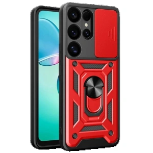 CPT05 Samsung Galaxy S26 Ultra Pars Lens Yüzüklü Silikon - Kırmızı