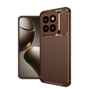 CPT05 Xiaomi Mi 14T Pro Kılıf Auto Focus Karbon Kapak - Kahverengi