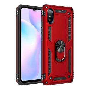 CPT05 Xiaomi Redmi 9A Kılıf Sofya Yüzüklü Silikon Kapak - Kırmızı