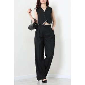 Crop Yelek Pantolon Takım Siyah - 7565.1437.