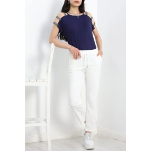 Dabıl Bağcıklı Pantolon Beyaz - 20138.1884.