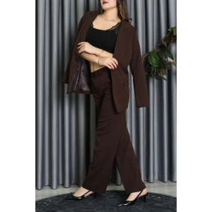 Dabıl Kumaş Astarlı İkili Blazer Takım Kahve - 55041.1397.