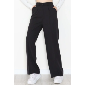Dabıl Kumaş Bel Lastikli Palazzo Pantolon Siyah - 2082.1991.