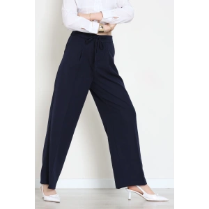 Dabıl Kumaş Beli Bağcıklı Pantolon Lacivert - 51615.683.