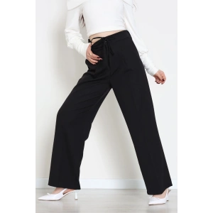 Dabıl Kumaş Beli Bağcıklı Pantolon Siyah - 51615.683.