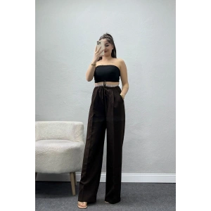 Dabıl Kumaş Beli Lastikli Pantolon Kahve - 51617.683.