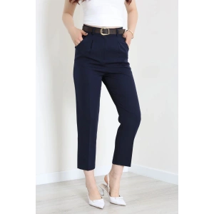 Dabıl Kumaş Cepli Kemerli Pantolon Lacivert - 71501.1920.