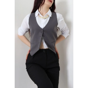 Dabıl Kumaş Fleto Cepli Astarlı Yelek Antrasit - 51230.1991.