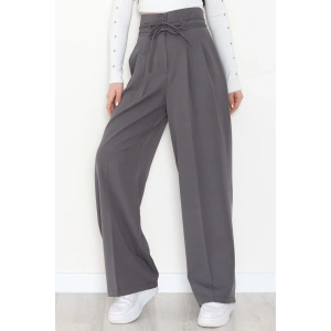 Dabıl Kumaş İp Bağlamalı Palazzo Pantolon Antrasit - 51111.1991.