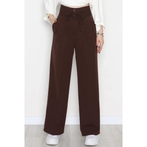Dabıl Kumaş İp Bağlamalı Palazzo Pantolon Kahve - 51111.1991.