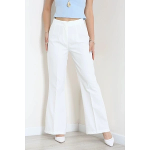 Dabıl Kumaş İspanyol Paça Pantolon Beyaz - 71472.2061.