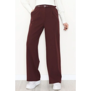 Dabıl Kumaş Kemerli Palazzo Pantolon Mürdüm - 2085.1991.