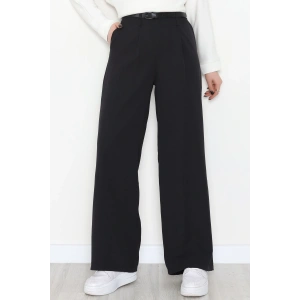 Dabıl Kumaş Kemerli Palazzo Pantolon Siyah - 2085.1991.