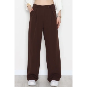 Dabıl Kumaş Önden Pileli Palazzo Pantolon Kahve - 2081.1991.