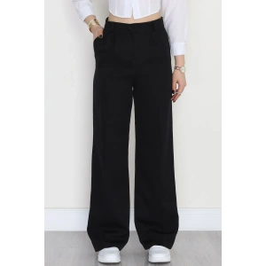 Dabıl Kumaş Pileli Palazzo Pantolon Siyah - 51062.1991.