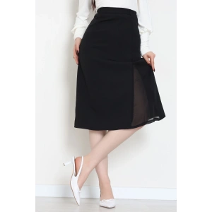 Dabıl Kumaş Tül Yırtmaçlı Etek Siyah - 51260.1991.