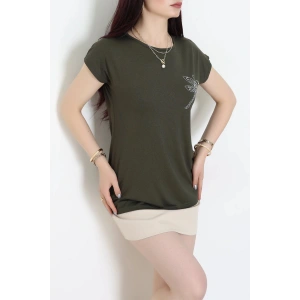 Desenli Bluz Haki - 43999.599.