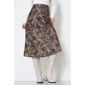 Desenli Süet Etek Haki1 - 6984.2126.