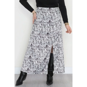 Desenli Yırtmaçlı Saten Etek Zebra - 4315.1595.