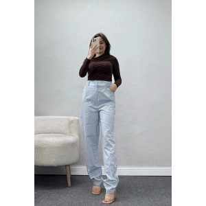 Dikiş Detay Çizgili Pantolon Mavi - 31156.444.