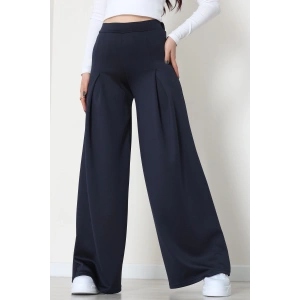 Double Krep Kumaş Önden Pileli Pantolon Lacivert - 42784.1567.