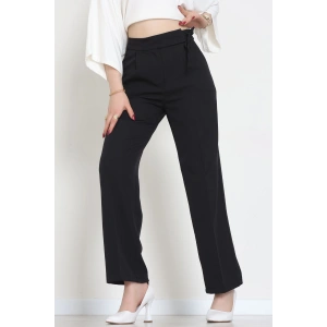 Double Kumaş İp Bağlamalı Palazzo Pantolon Siyah - 51268.683.