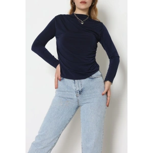 Drape Detay Sandy Bluz Lacivert - 70698.1949.
