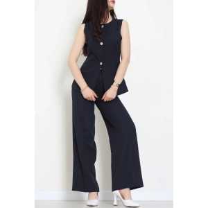 Düğmeli Dabıl İkili Takım Lacivert - 55039.1991.