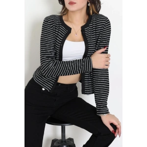 Düğmeli Hırka Siyahbeyaz - 31835.2131.