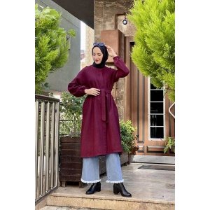 Düğmeli Kaşe Kap Bordo