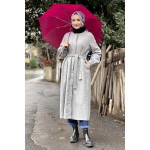 Düğmeli Kaşe Kap Gri