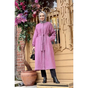 Düğmeli Kaşe Kap Gül Kurusu