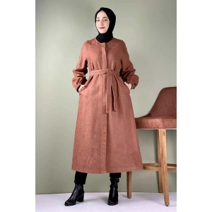 Düğmeli Kaşe Kap Taba