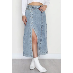 Düğmeli Kot Etek Karyıkama - 31556.2088.