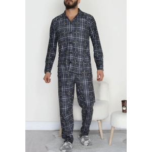 Düğmeli Süet Erkek Pijama Takımı Füme - 42641.1951.