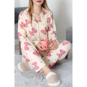 Düğmeli Süet Takım Pembebej - 450.1287.