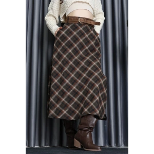 Ekose Kemerli Etek Kahve - 3365.1995.