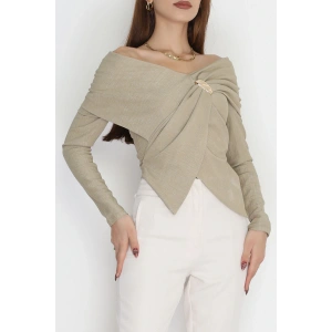 Elegant Kumaş Toka Detay Bluz Çağla - 70872.1918.