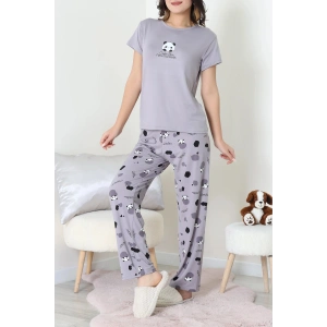 Enjeksiyon Baskı Milan Kumaş Pijama Takımı Gri - 630.1287.