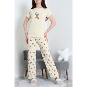 Enjeksiyon Baskı Milan Kumaş Pijama Takımı Kremayı - 630.1287.