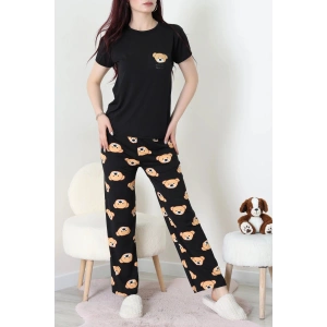 Enjeksiyon Baskı Milan Kumaş Pijama Takımı Siyahayı - 630.1287.